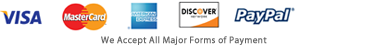 We Accept All Major Credit Cards