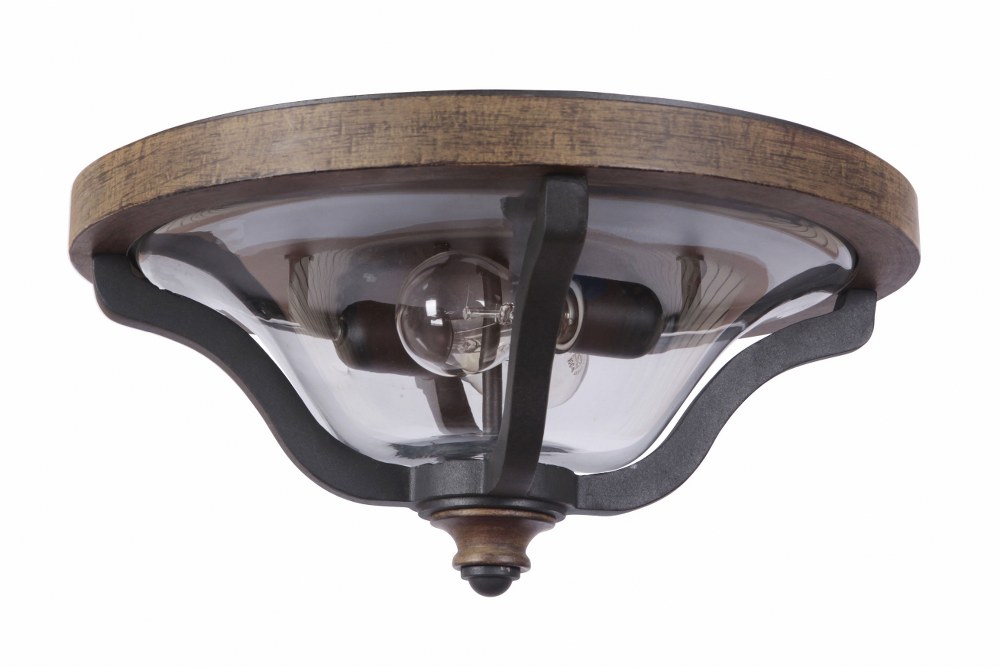 Craftmade Ashwood 16.1-in W Textured Black/Whiskey Barrel Outdoor Flush Mount Light Craftmade Ashwood 16.1-in W Textured Black/Whiskey Barrel Outdoor Flush Mount Light