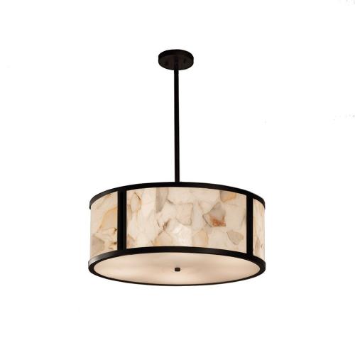 Justice Design Group Lighting ALR-9542-MBLK Justice Design Group - Alabaster Rocks! - Tribeca 24 inch Drum Pendant - Matte Black Finish with Alabaster Rocks Shade,