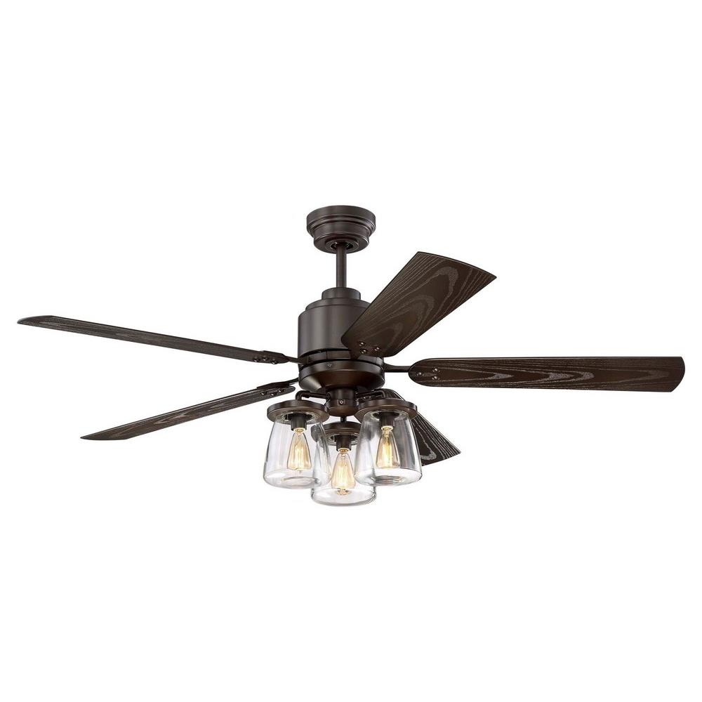 Andrus 52 Three Light Ceiling Fan Rated For Damp Locations